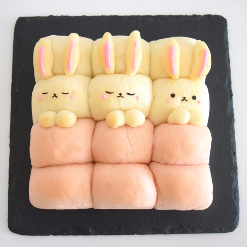 かわいいおねむりうさぎのちぎりパンの作り方